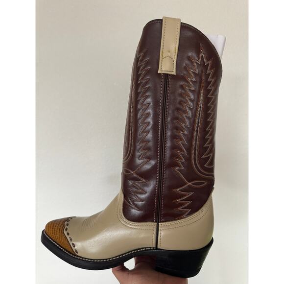 Laredo Bone Lizard Print Wingtip Boots 61161 Size 8